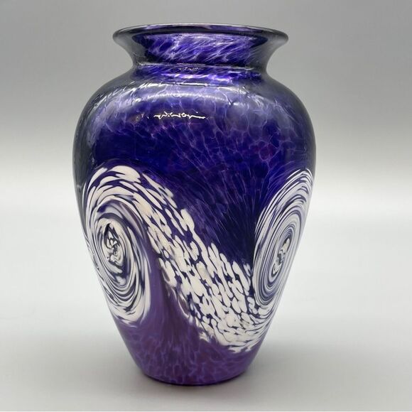 George Averbeck Art Glass Vase Signed 2008 Fire on the Mountain Studios - Picture 7 of 15